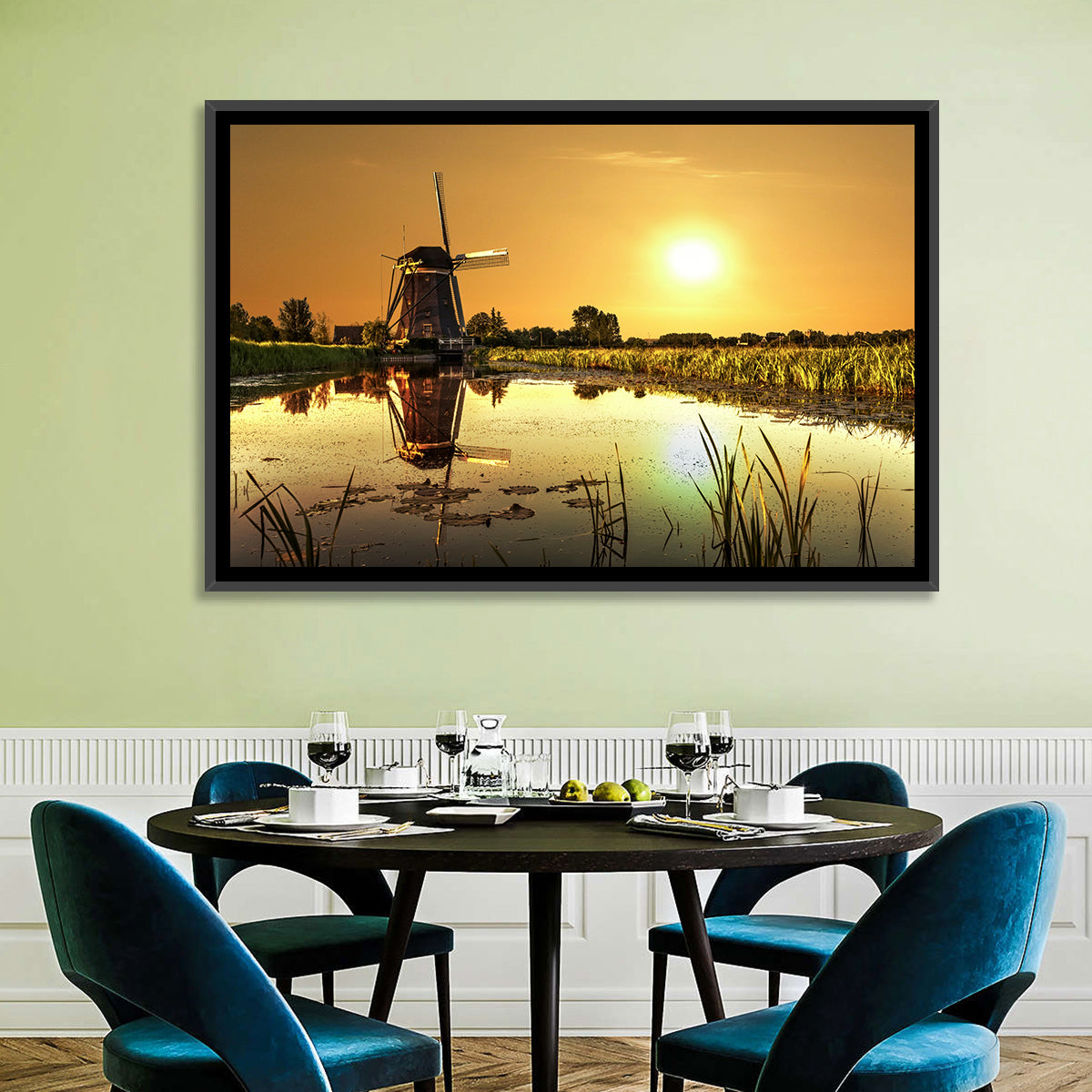 Dutch Windmill at Golden Hour Wall Art