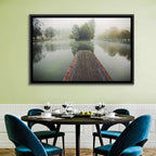 Wooden Pier on Foggy Lake Wall Art