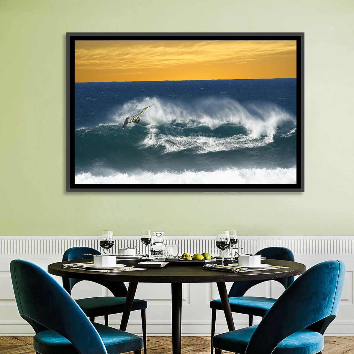 Windsurfer at Golden Wave Wall Art in a room, landscape