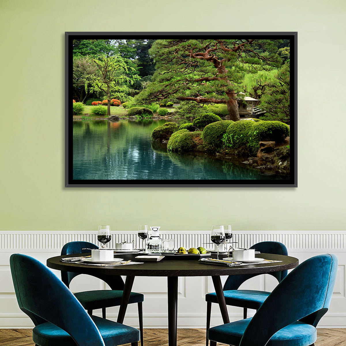 Bonsai Pine Over Tranquil Pond Wall Art