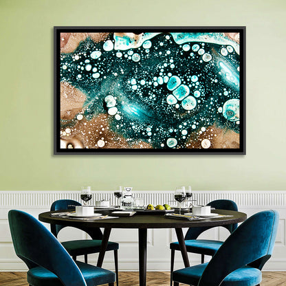 Teal Oil and Water Bubble Abstract Wall Art