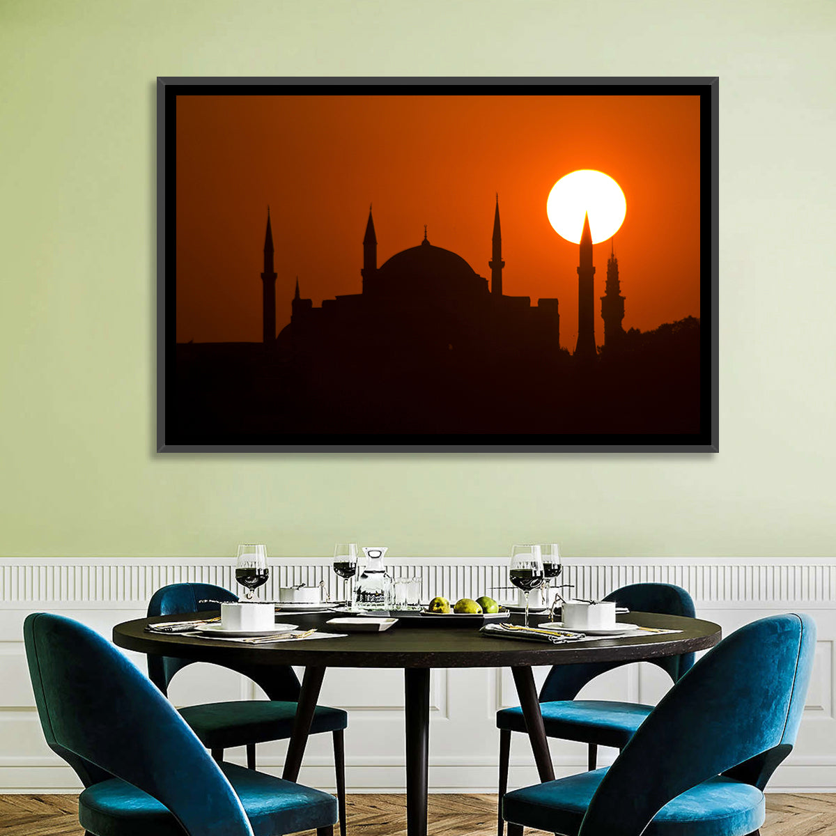 Hagia Sophia Silhouette at Sunset Wall Art
