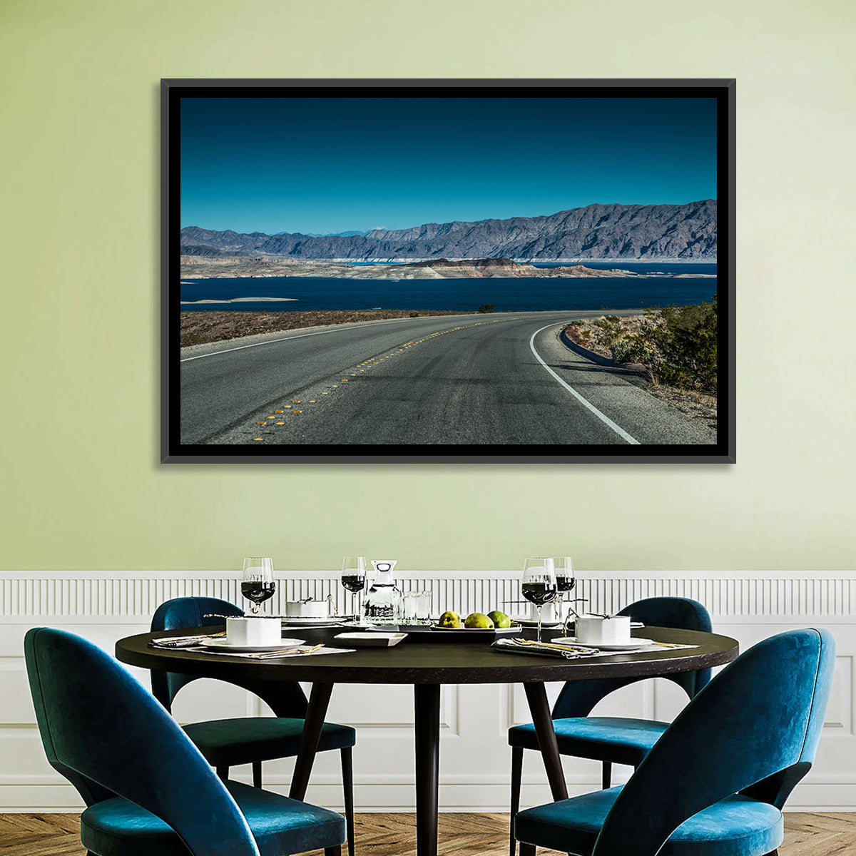 Lake Mead Curved Road Wall Art in a room, landscape