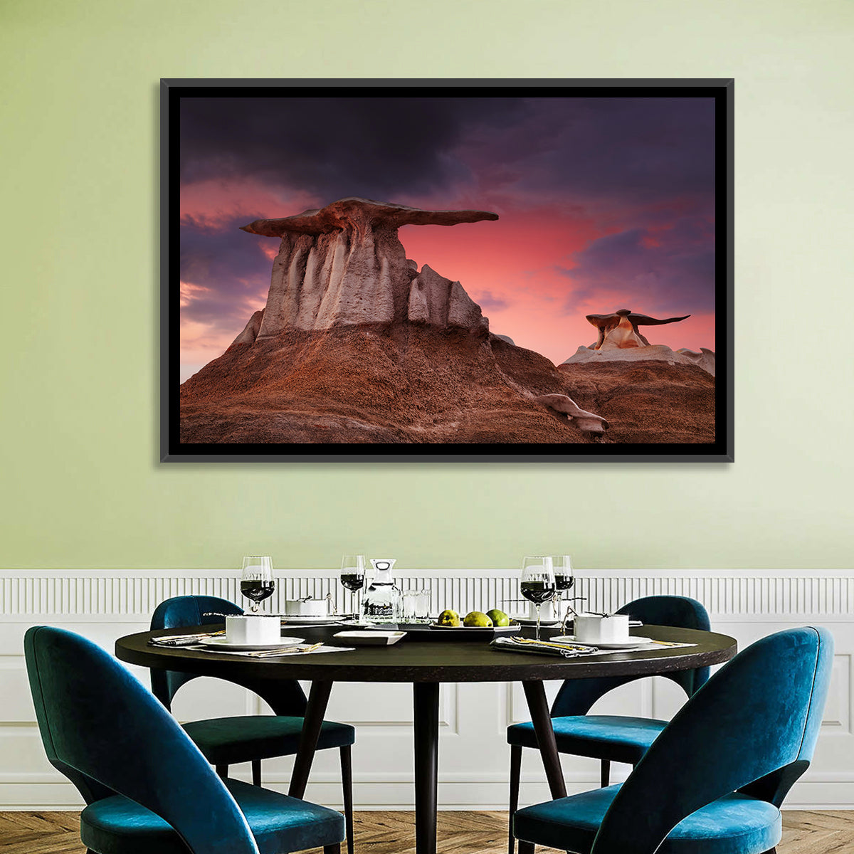 Wings Formation, Bisti Hoodoos Wall Art in a room, landscape