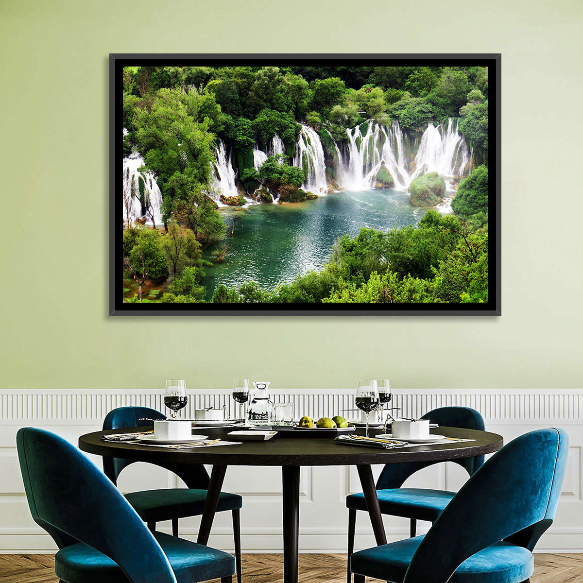 Kravice Falls Wall Art in a room, landscape