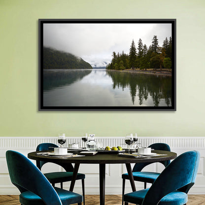 Foggy Lake Crescent Reflection Wall Art