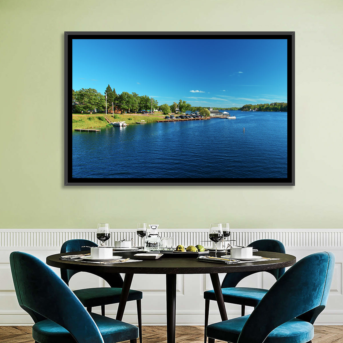 Lake Minocqua Wall Art in a room, landscape