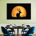 Buck Silhouette Under Red Moon Wall Art
