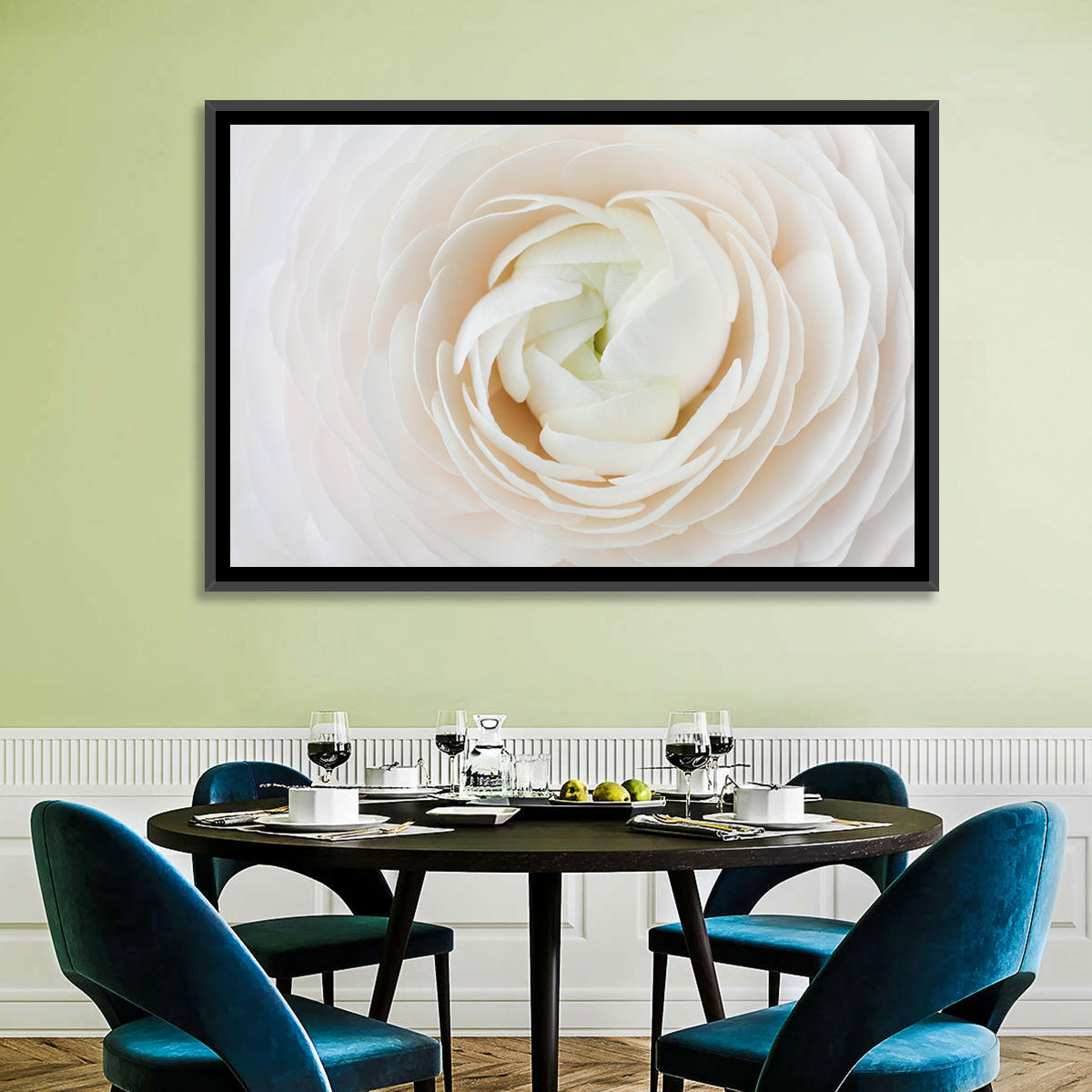 Peach Ranunculus Macro Bloom Wall Art