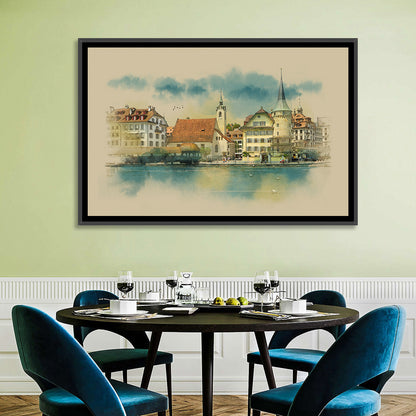 Lucerne Waterfront Sketch Wall Art