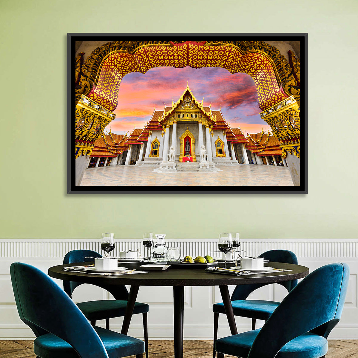 Marble Temple at Sunset Wall Art in a room, landscape