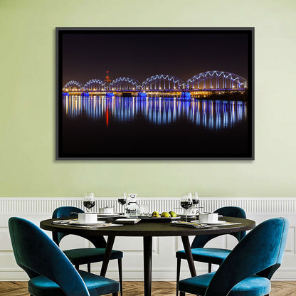 Riga Railway Bridge Nightscape Wall Art