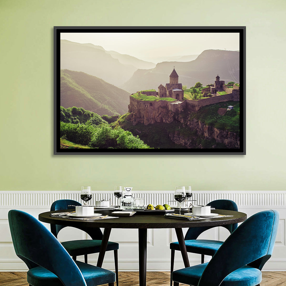 Tatev Monastery at Golden Hour Wall Art in a room, landscape