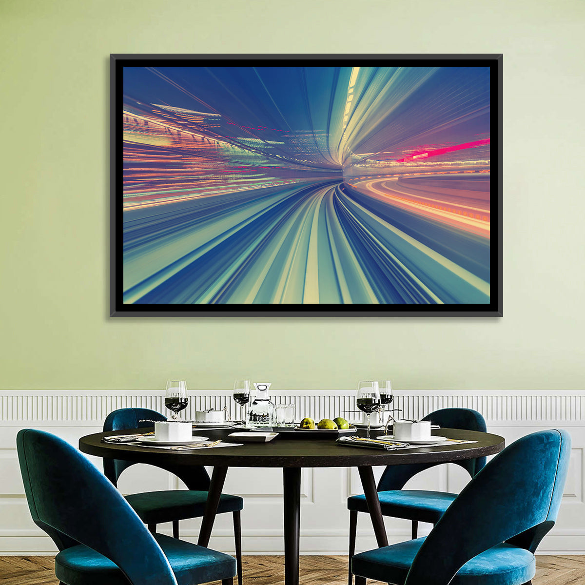 Monorail Night Light Trails Wall Art