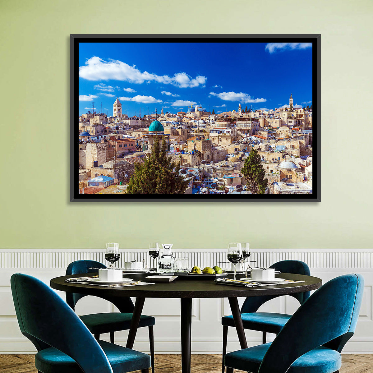 Jerusalem Old City Rooftops Wall Art in a room, landscape