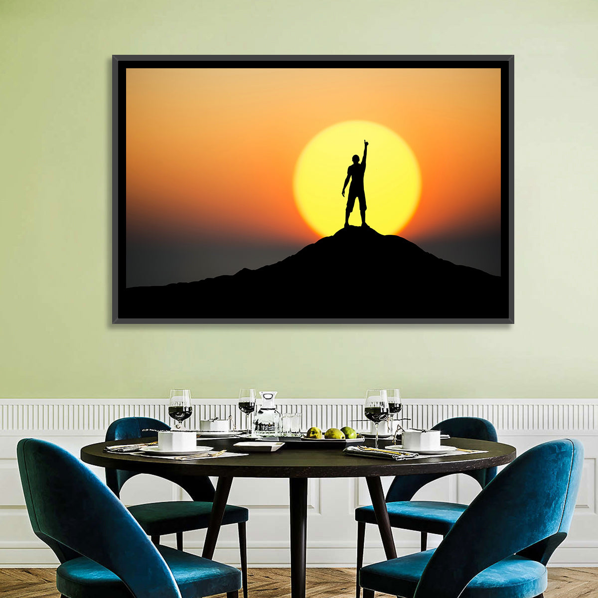 Champion Silhouette at Sunset Wall Art in a room, landscape