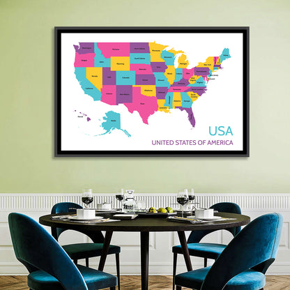 Detailed United States Map Wall Art