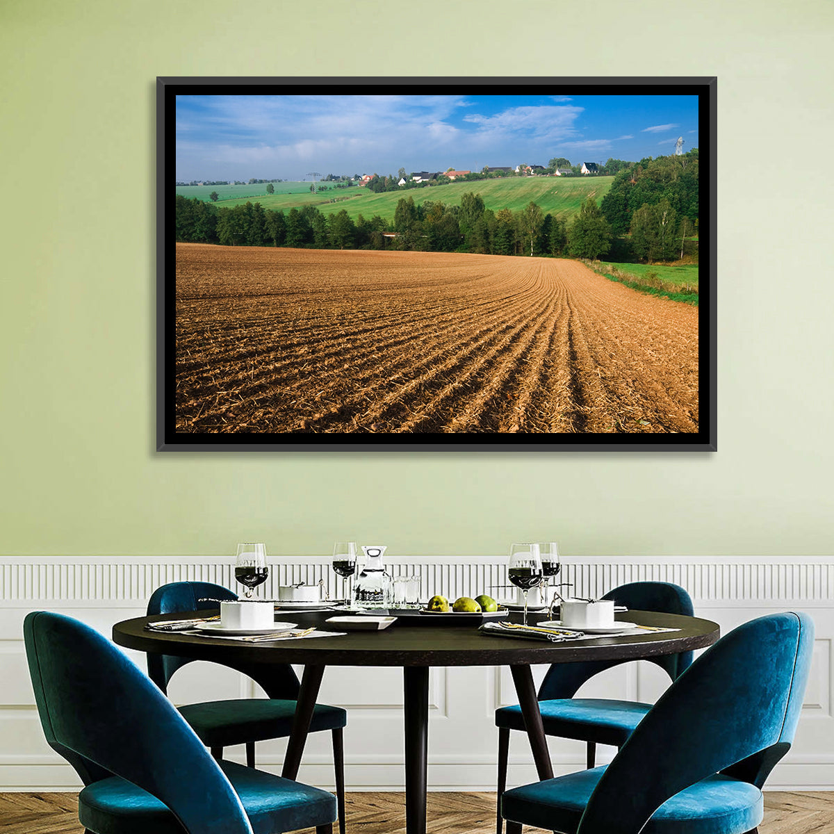 Kansas Wheat Fields Wall Art in a room, landscape