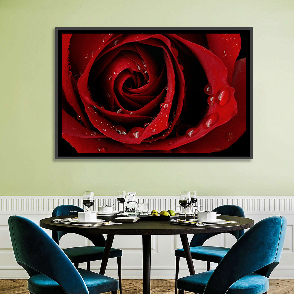 Red Rose with Dew Drops Wall Art