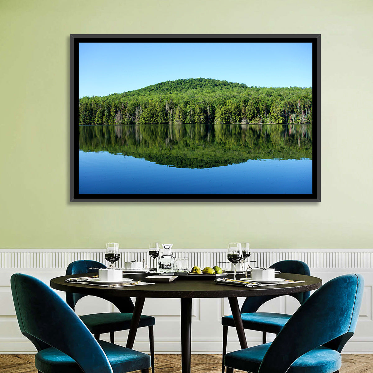 Vermont Mountain Lake Wall Art in a room, landscape