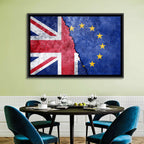 Divided Union Jack and Eu Flag Wall Art