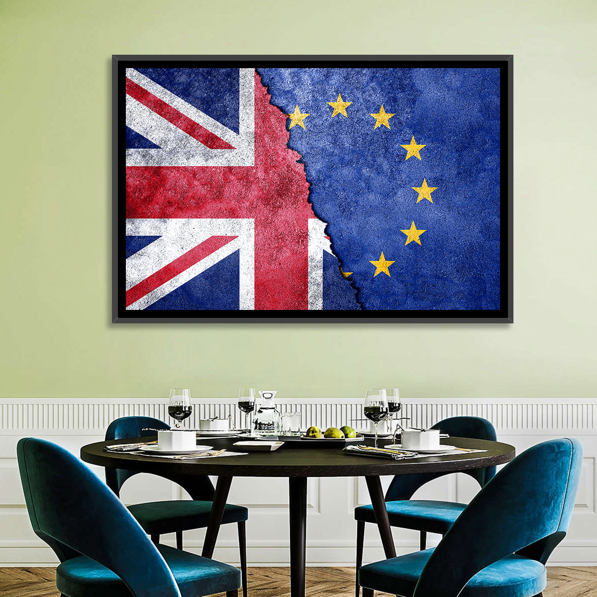 Divided Union Jack and Eu Flag Wall Art