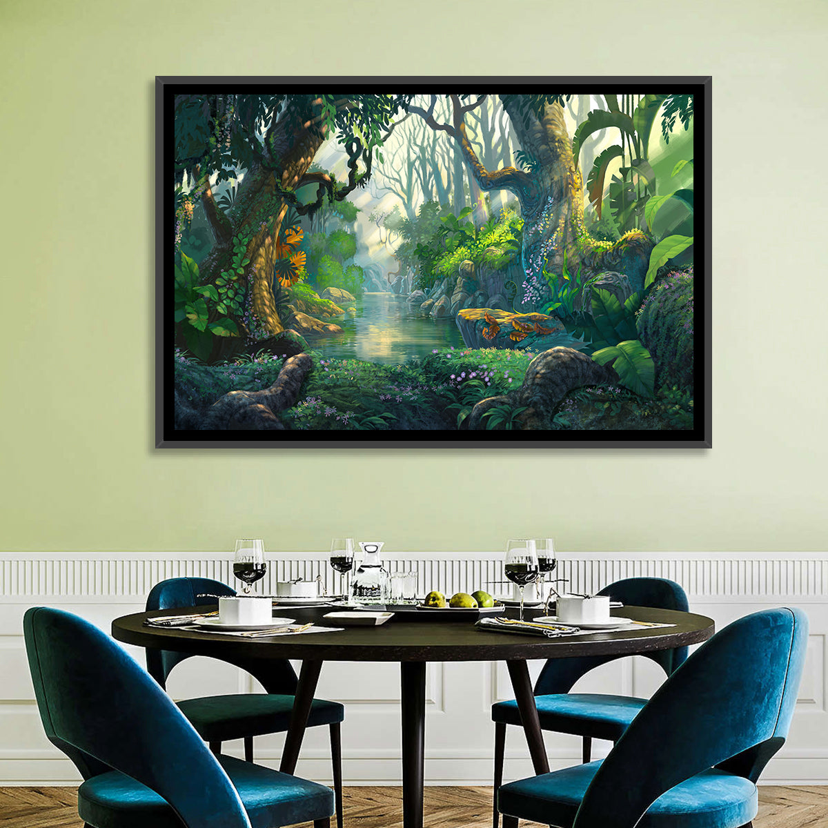 Sunlit Jungle River Wall Art