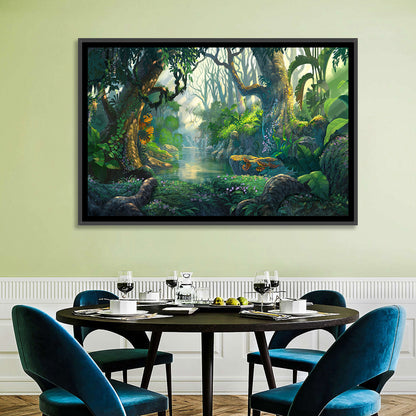 Sunlit Jungle River Wall Art