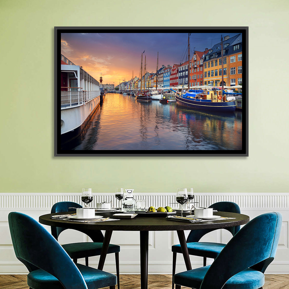 Nyhavn Canal at Sunset Wall Art