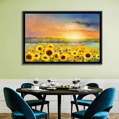 Sunburst Over Sunflower Field Wall Art