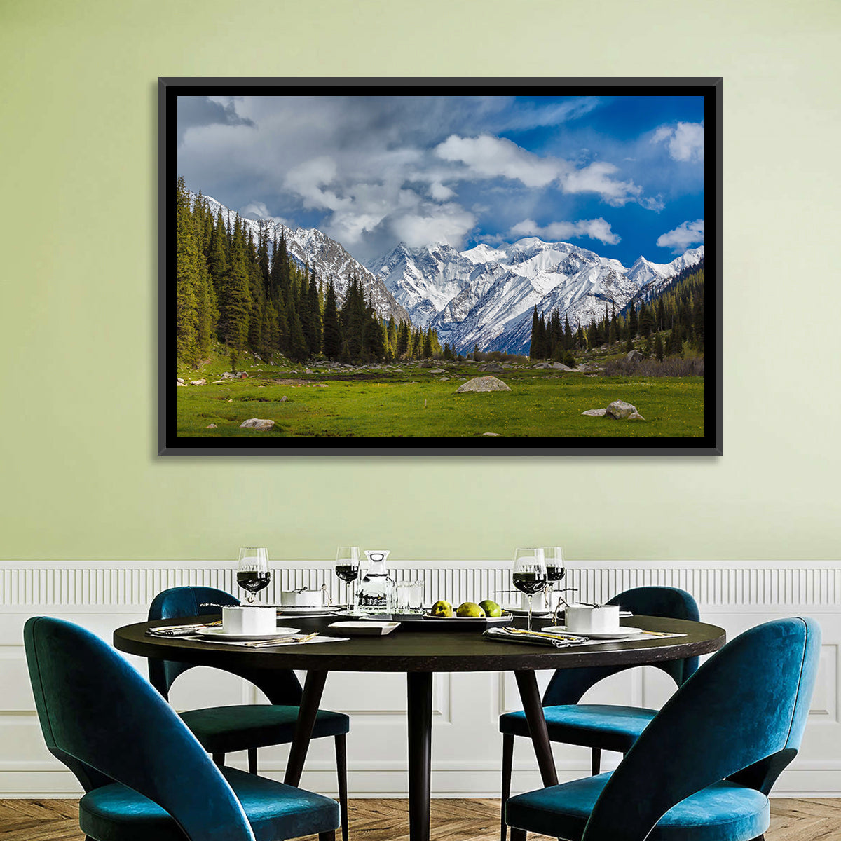 Ala Archa Meadow and Peaks Wall Art in a room, landscape
