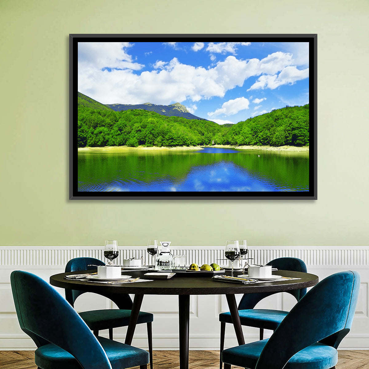 Montseny Mountains from Santa Fe Lake Wall Art in a room, landscape