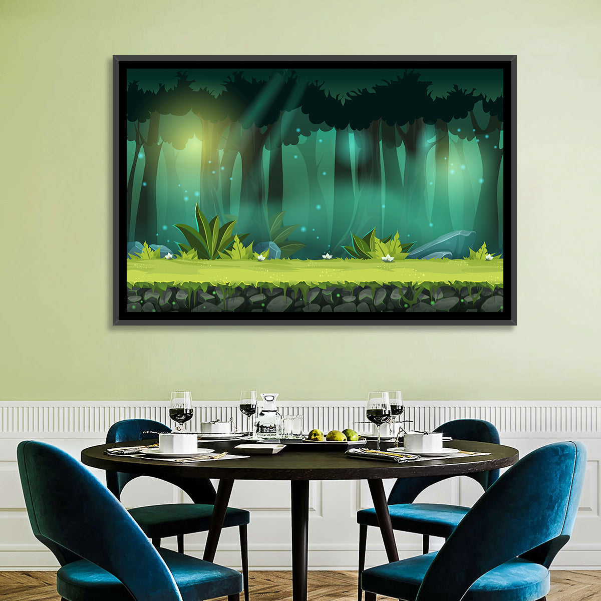 Enchanted Digital Forest Landscape Wall Art