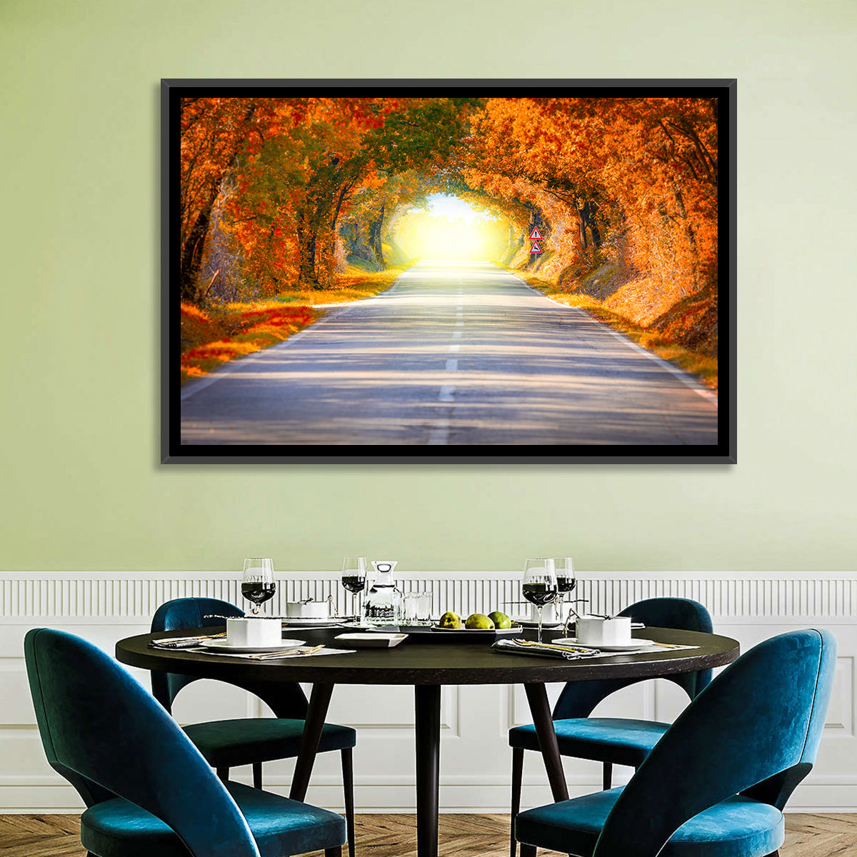 Golden Autumn Tree Tunnel Wall Art