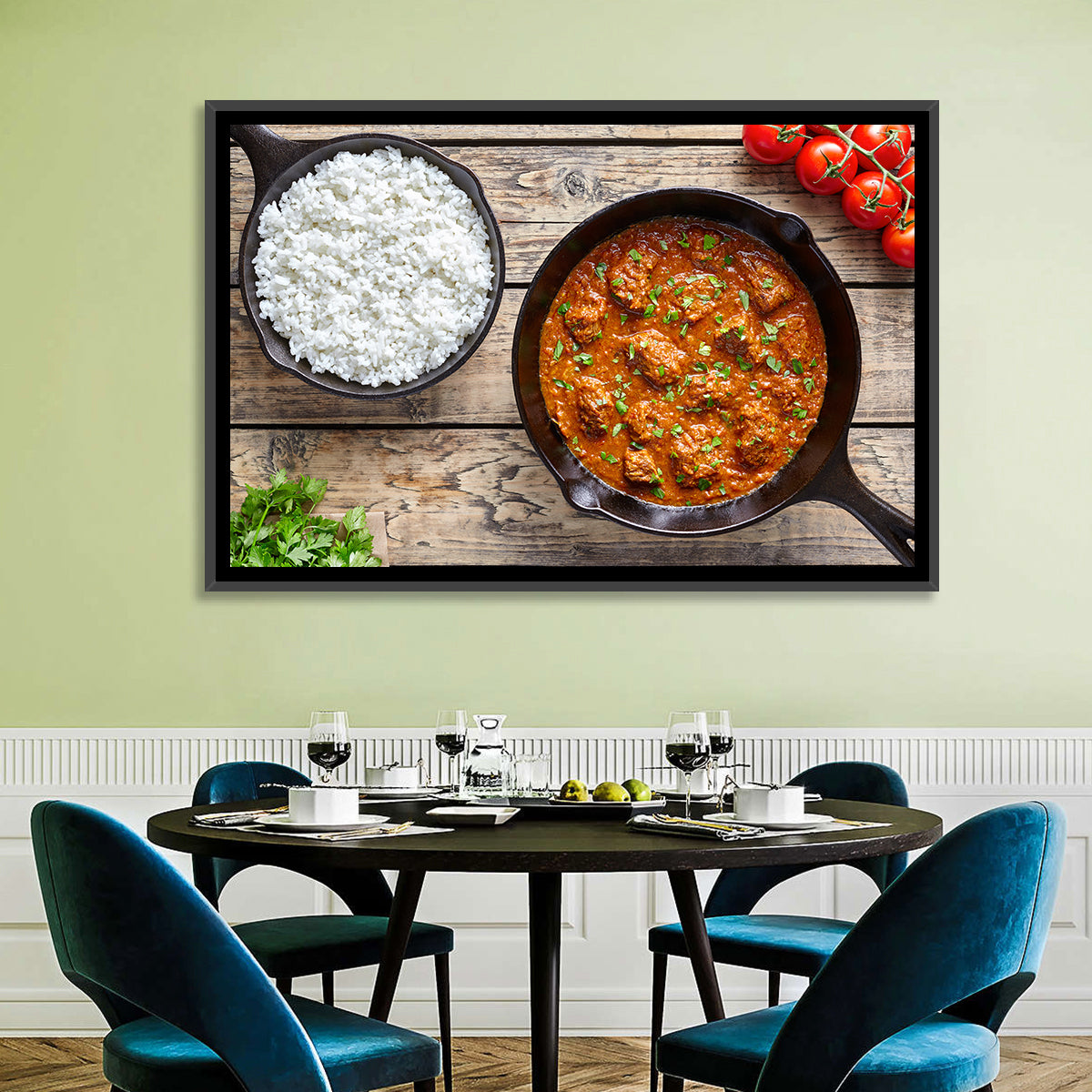 Rustic Beef Curry Wall Art in a room, landscape