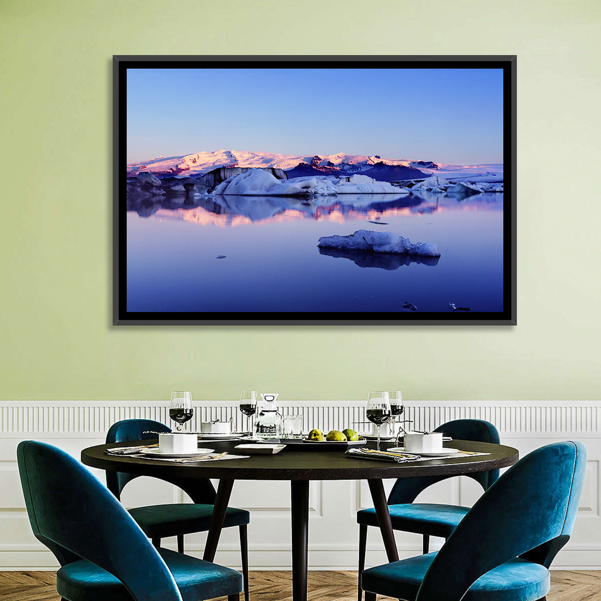 Jokulsarlon Glacier Lagoon Wall Art in a room, landscape