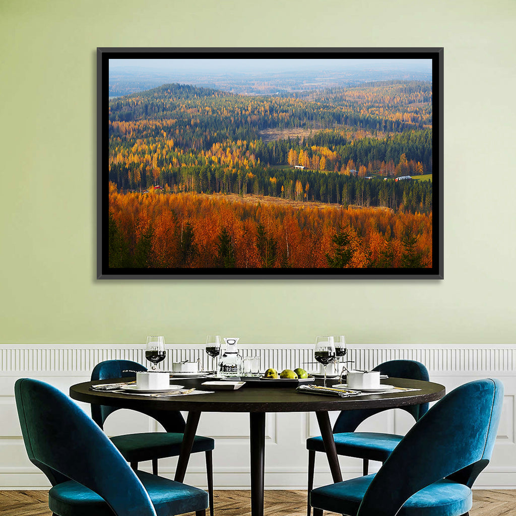 Finnish Autumn Landscape with Red-roofed House Wall Art