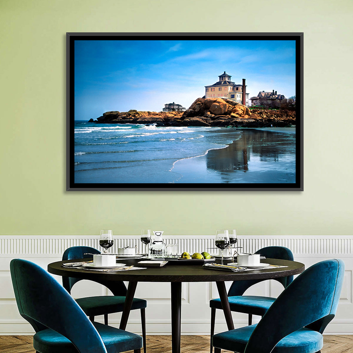 Cape Ann Beach Wall Art in a room, landscape