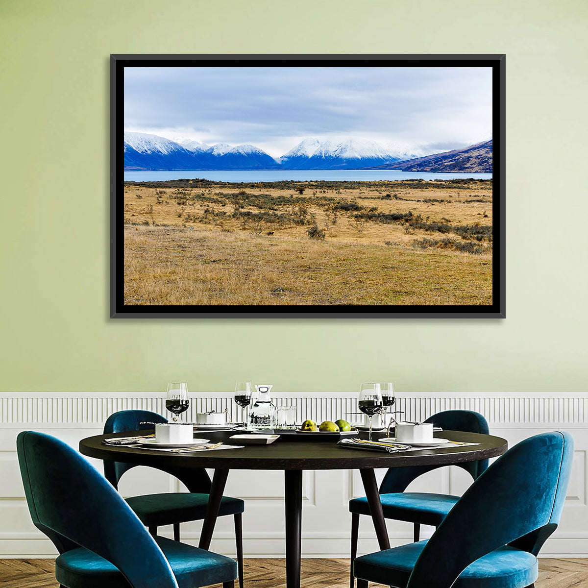 Snowy Peaks of Lake Ohau Wall Art