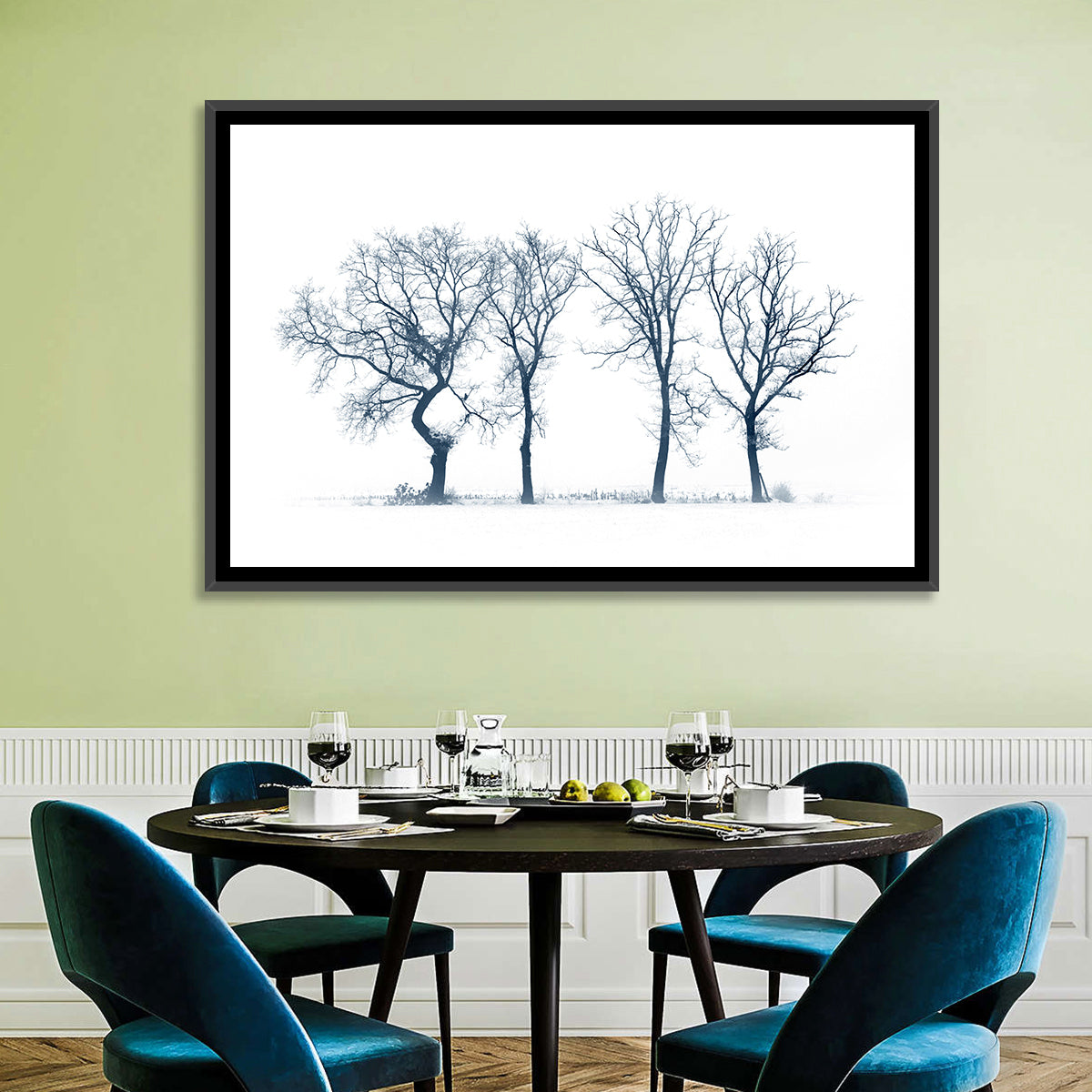 Four Bare Trees in Winter Wall Art