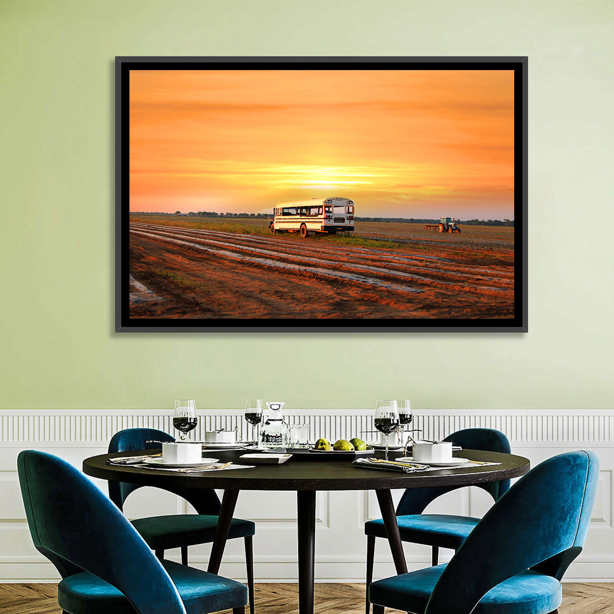 Indiana Farm Field at Golden Hour Wall Art in a room, landscape