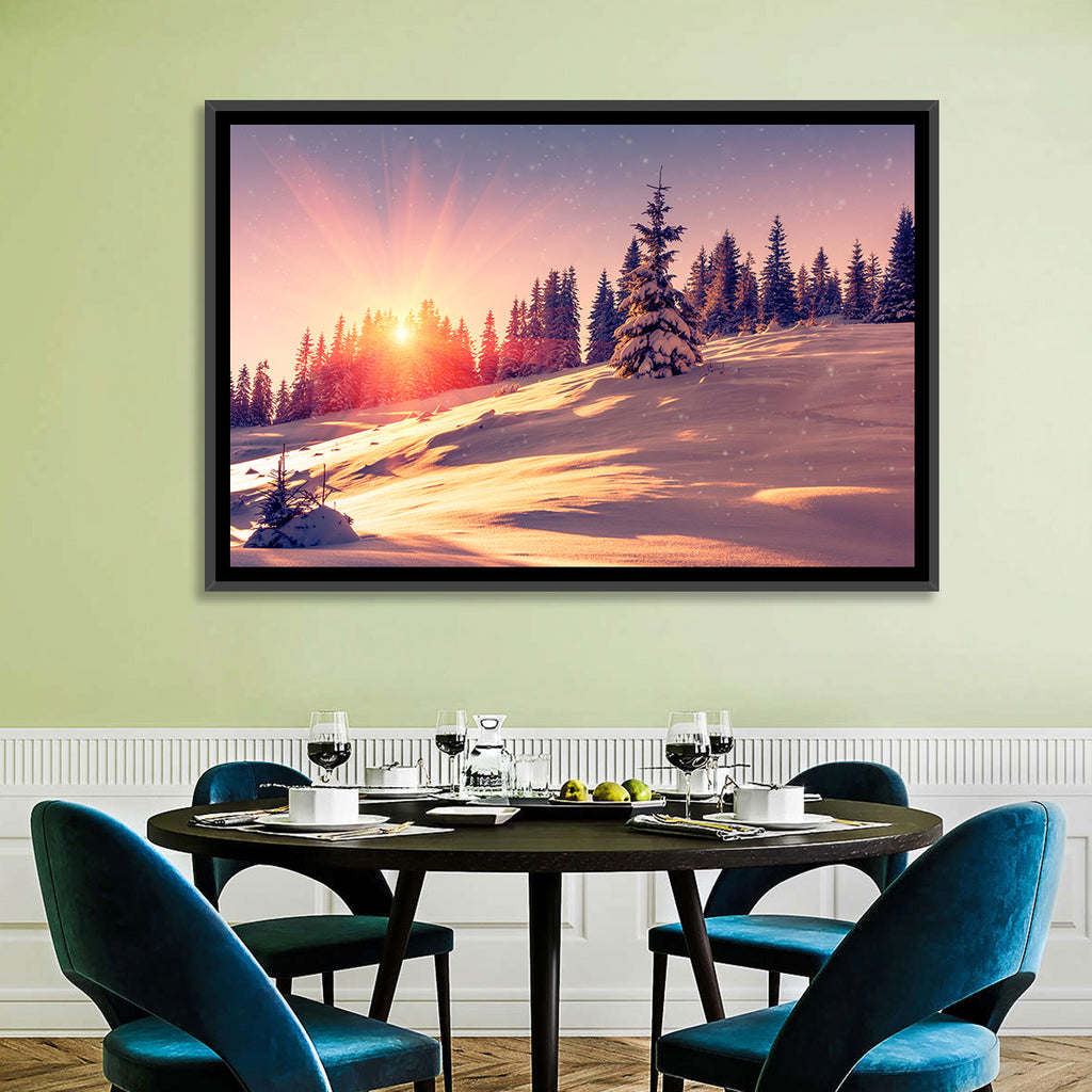 Winter Mountains Sunrise Wall Art