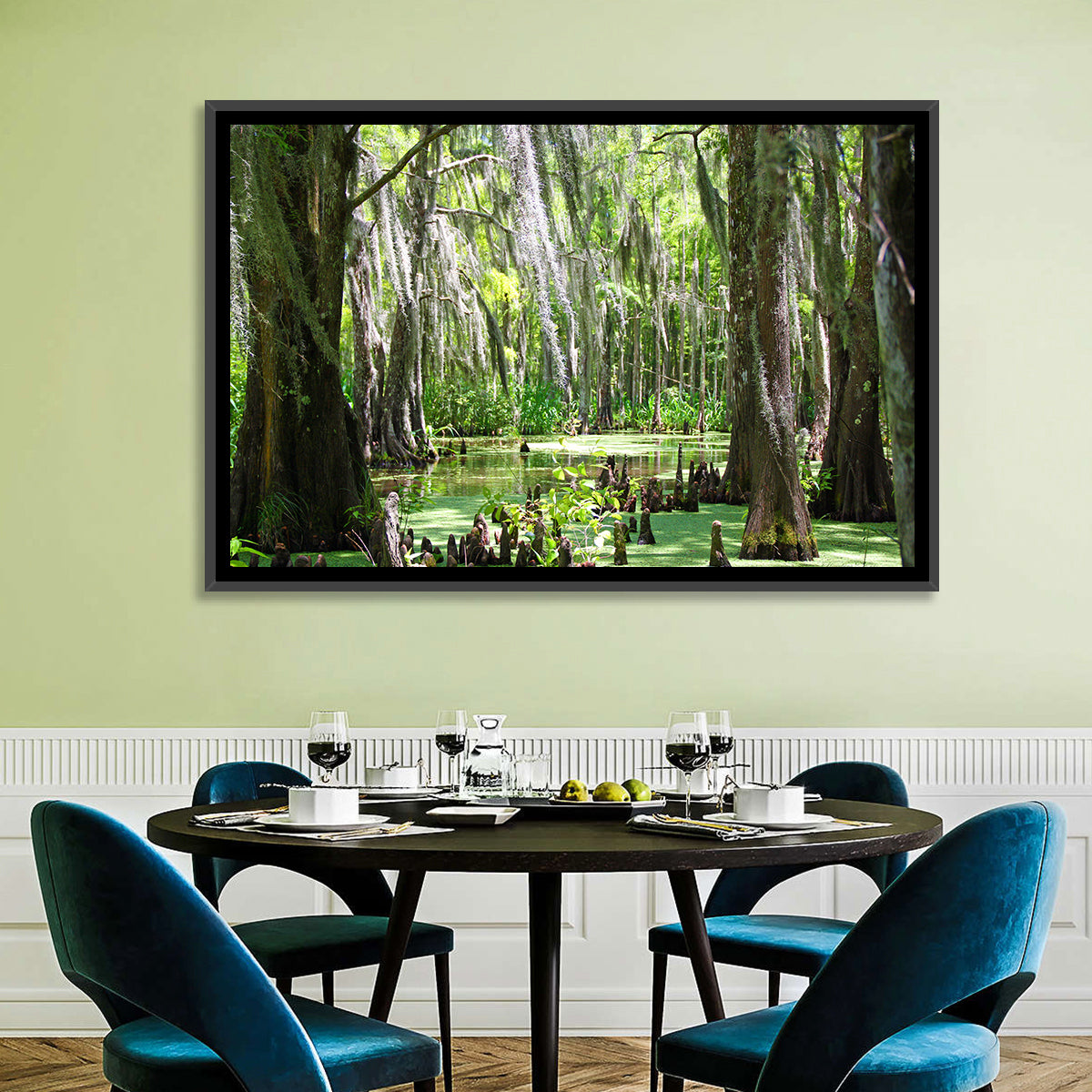 Louisiana Cypress Swamp Wall Art in a room, landscape