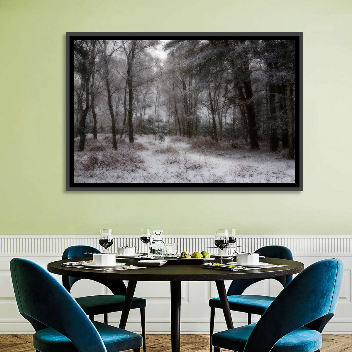 New Forest Winter Path Wall Art in a room, landscape