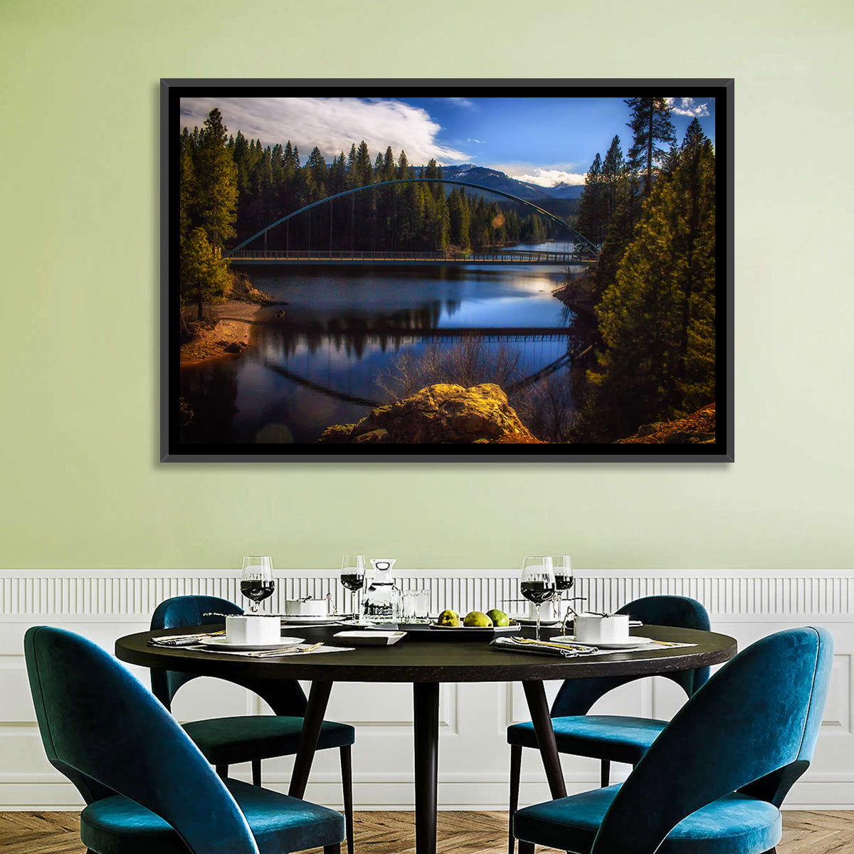 Wagon Creek Bridge Wall Art in a room, landscape