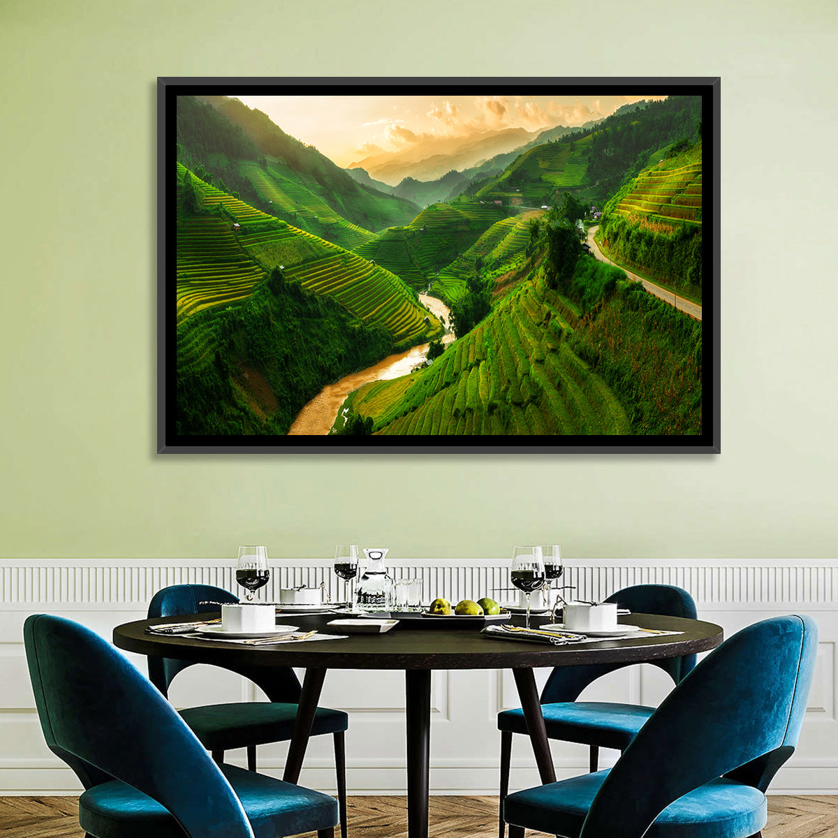 Mu Cang Chai Rice Terraces Wall Art in a room, landscape