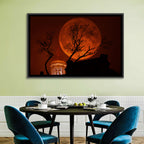 Haunted Supermoon Over Church Spire Wall Art