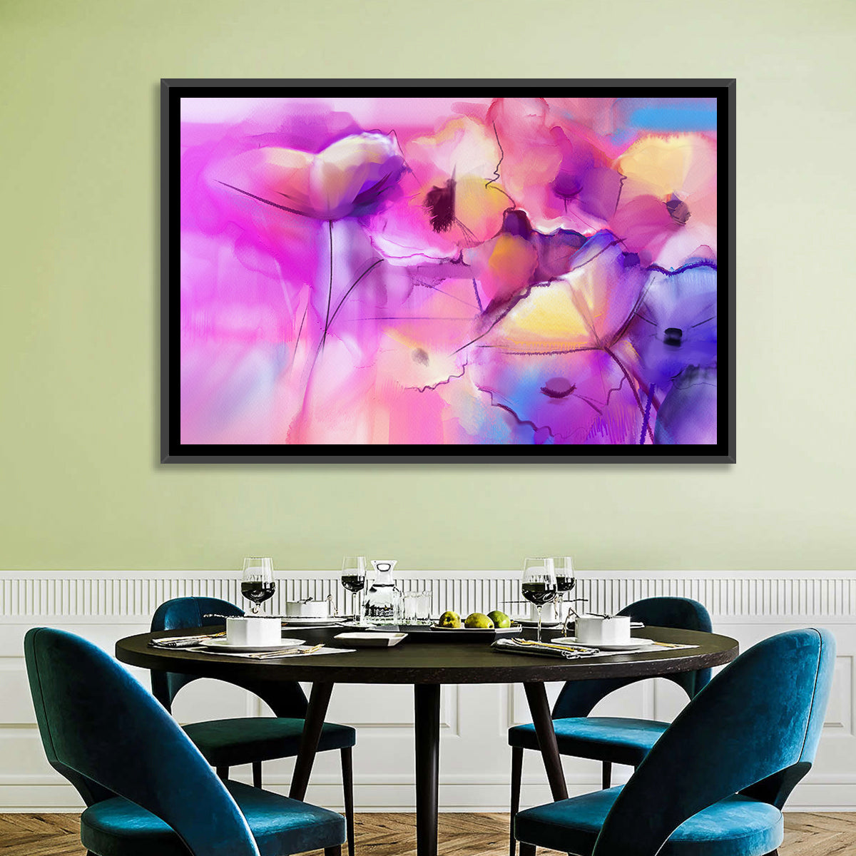 Abstract Tulip Garden Wall Art in a room, landscape