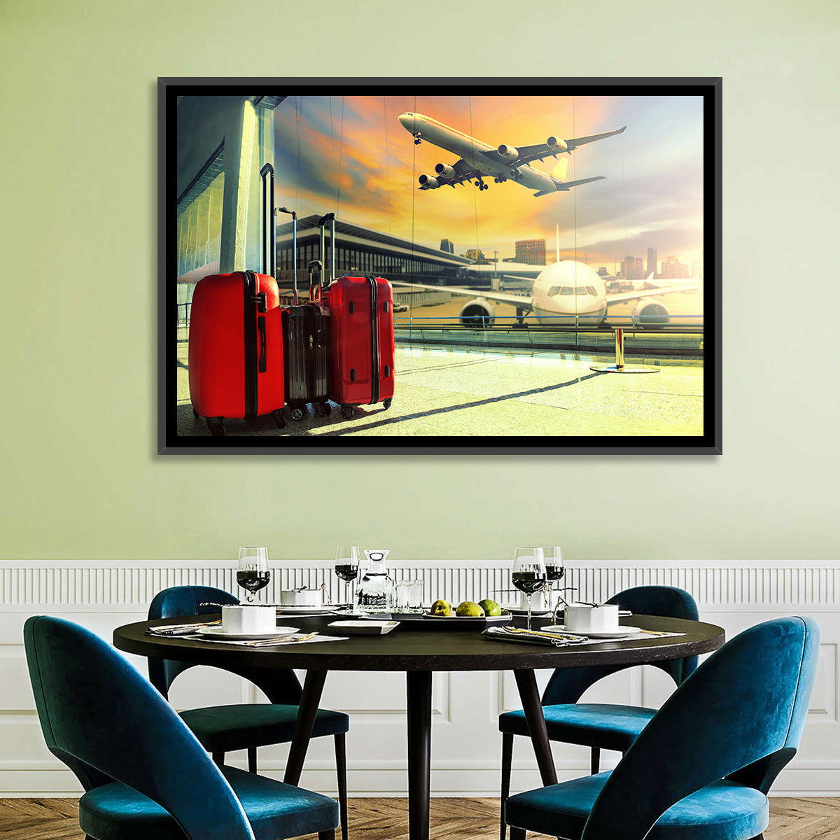 Suitcases at the Airport Window Wall Art