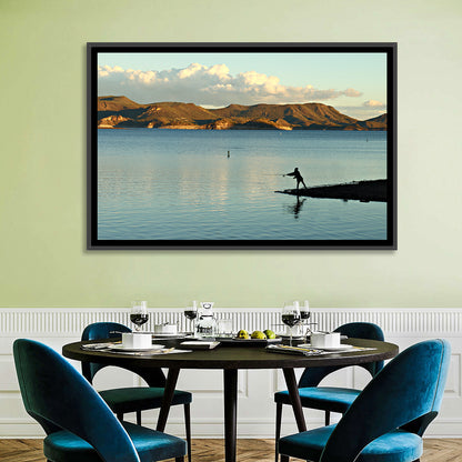 Lake Pleasant Fisherman Silhouette Wall Art